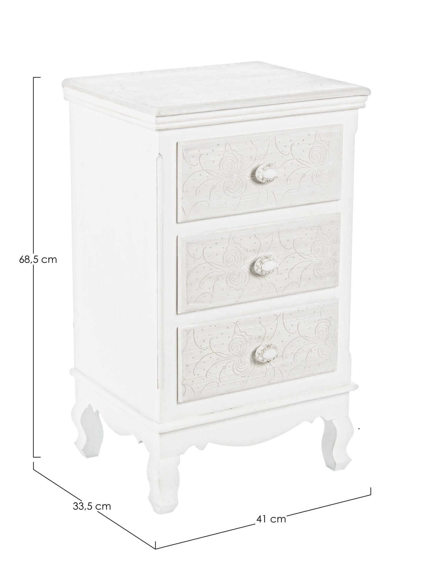 Kommode Clorinne aus MDF, 3 Schubladen