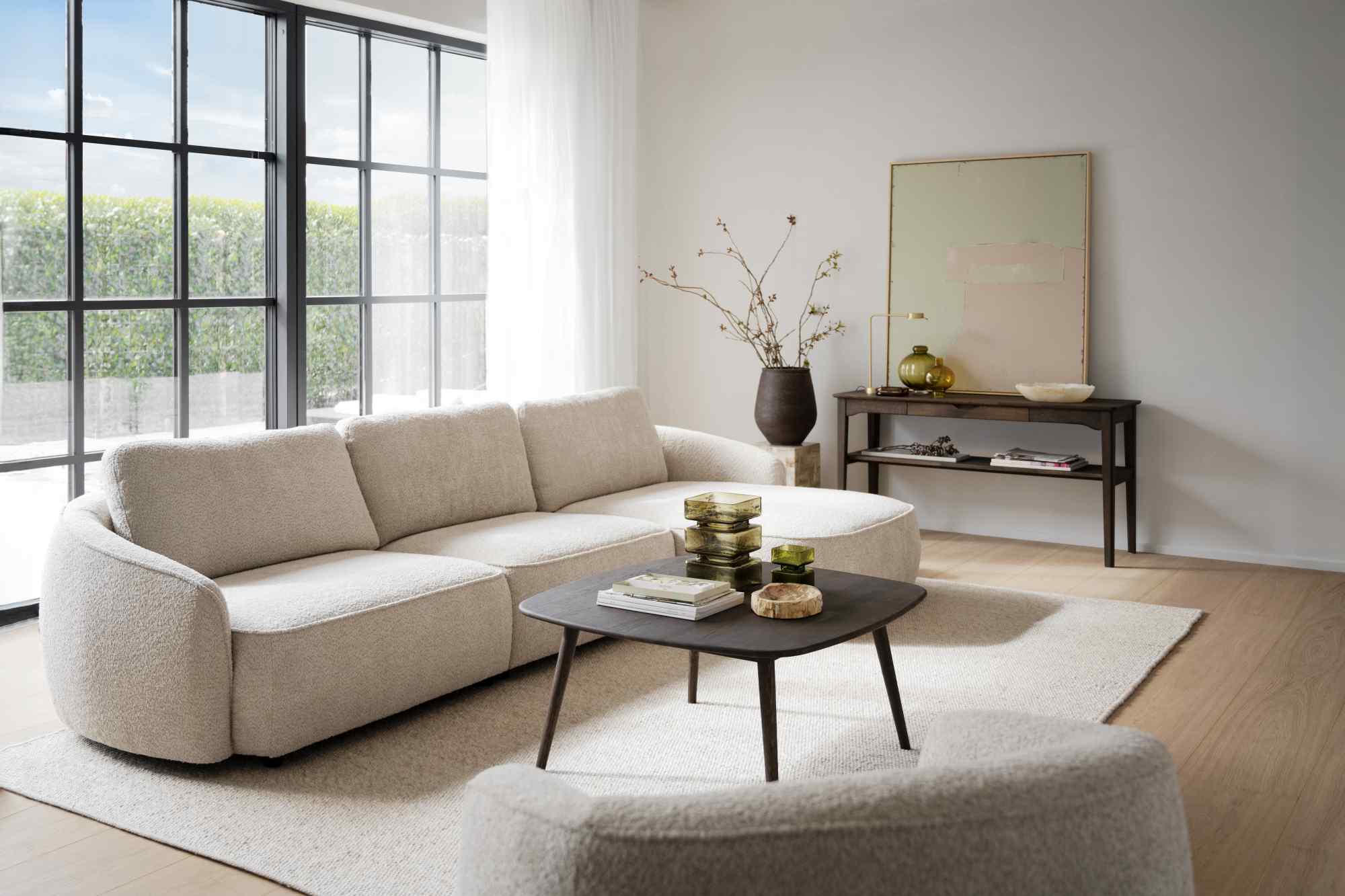 Komfortabel & schön – Konsole Markham mit Schublade, 140x40x75cm, Eiche Braun.