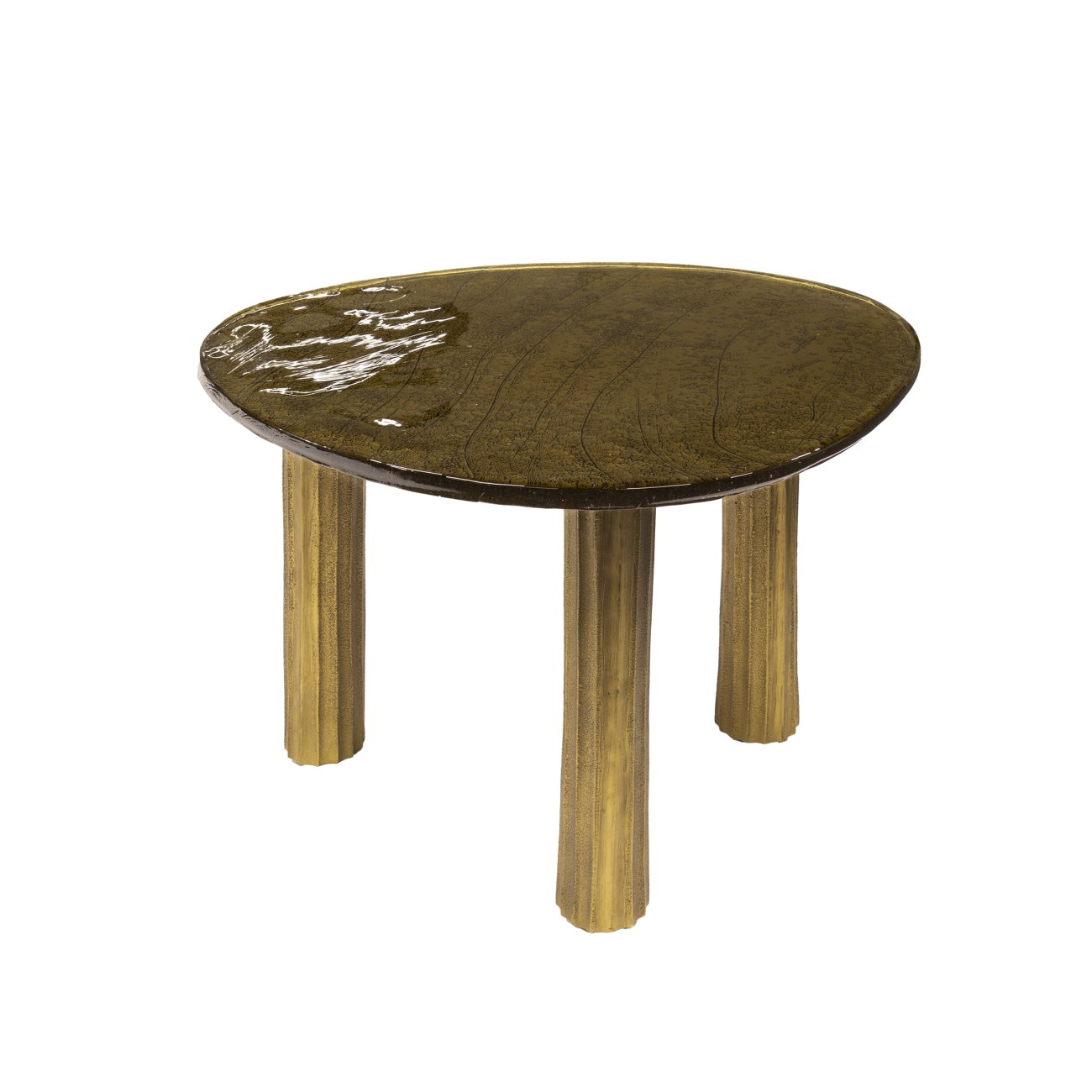 Couchtisch Klidun - Glas & Aluminium, Antikgold, Größe L