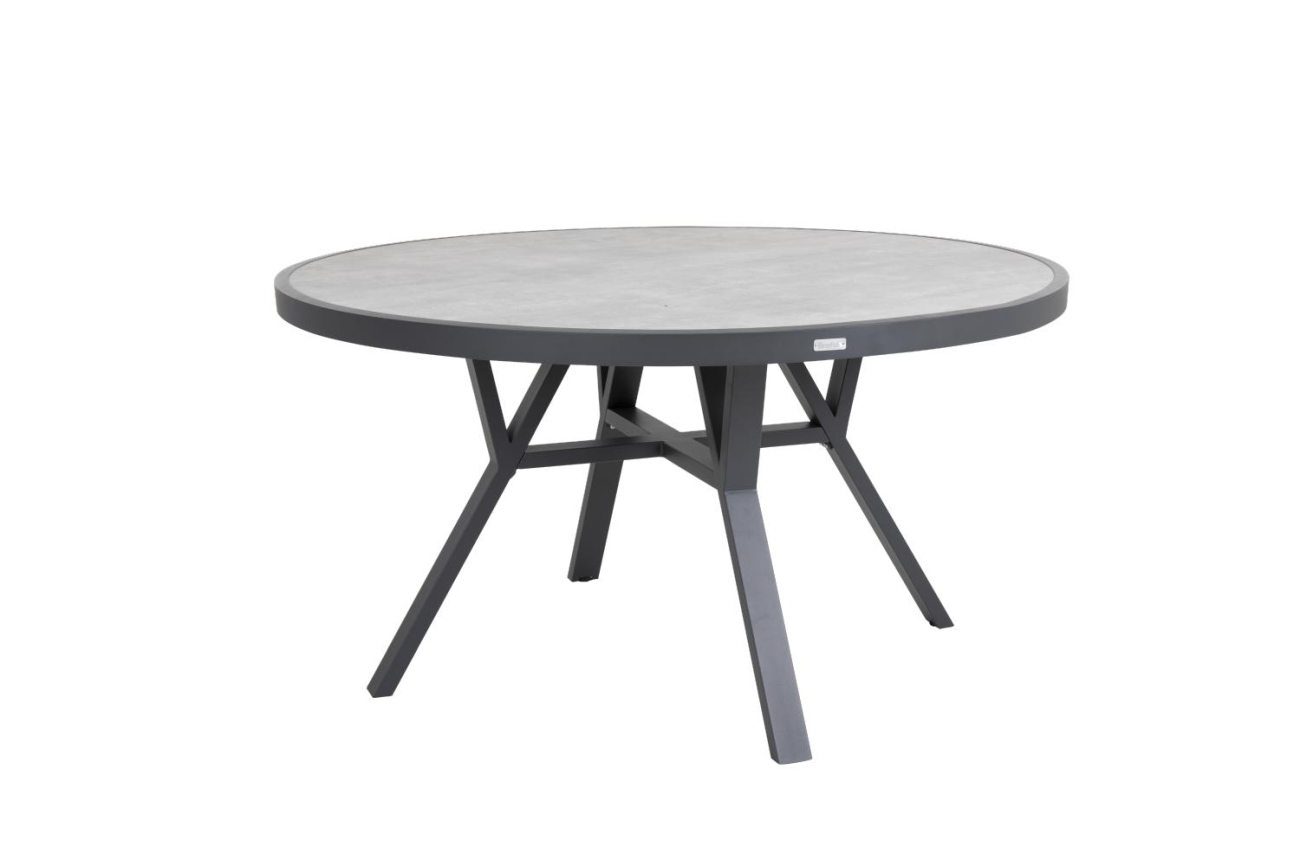 Der Gartenesstisch Samvaro überzeugt mit seinem modernen Design. Gefertigt wurde die Tischplatte aus Granit und hat einen hellgrauen Farbton. Das Gestell ist aus Metall und hat eine Anthrazit Farbe. Der Tisch besitzt eine Länge von 140 cm.
