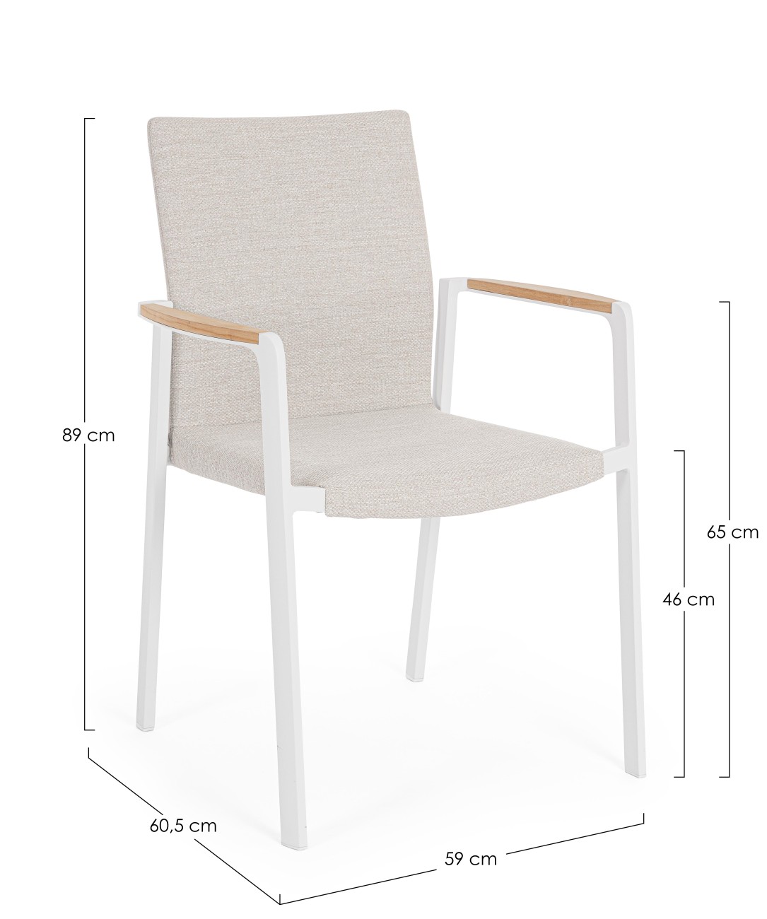 Gartenstuhl Jalisco mit Teakholz Armlehnen, Beige