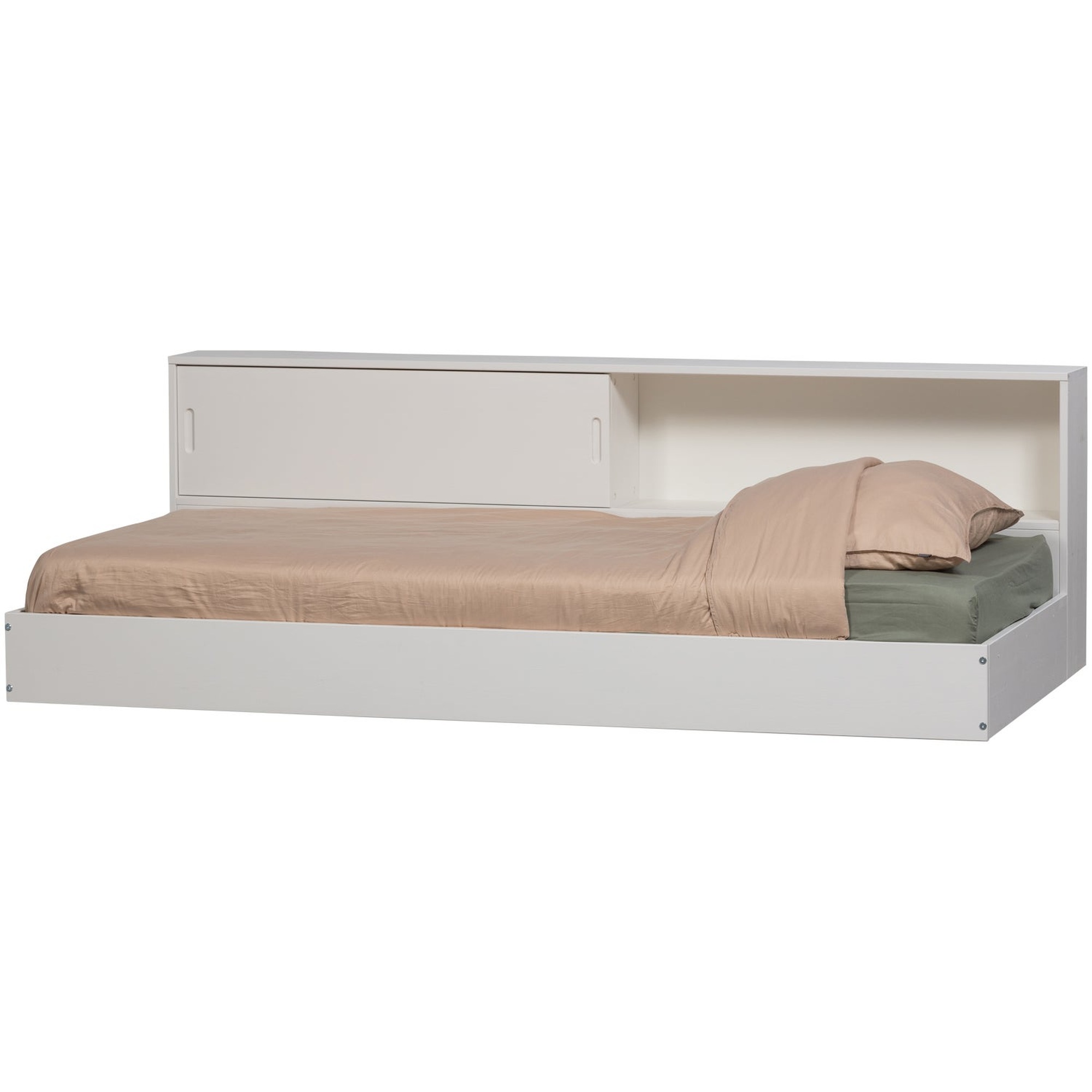 Bettgestell Carter Kiefer [FSC] Weiß 90x200 cm - modernes Einzelbett mit Stauraum