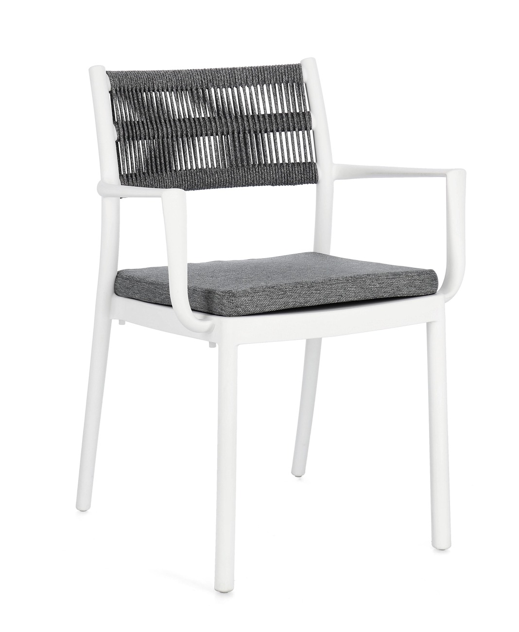Gartenstuhl Alvin mit Armlehne, Weiß / Dunkelgrau Gartenstuhl Alvin mit Armlehne, Weiß / Dunkelgrau