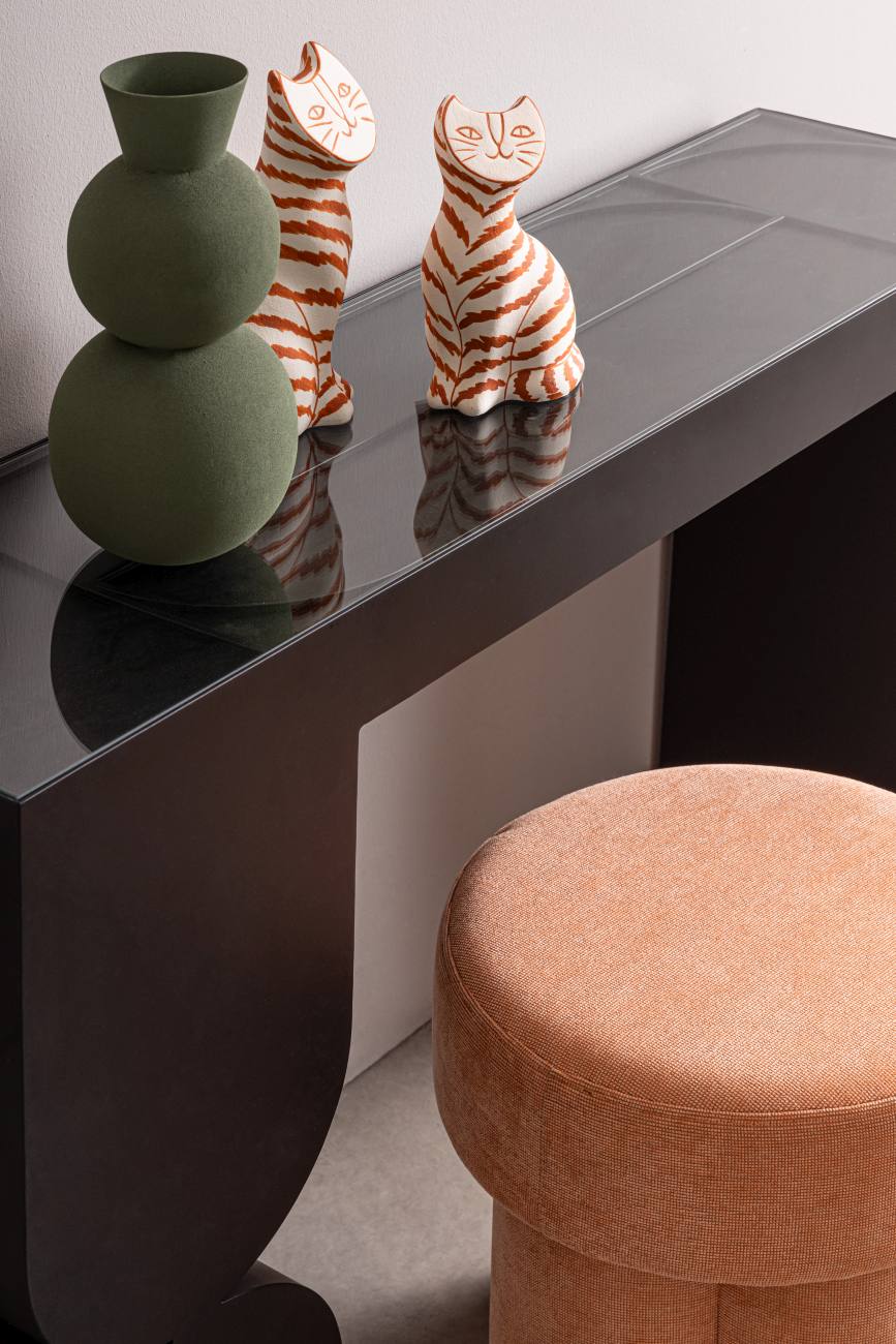 Hocker Glenda aus Stoff, Pfirsich