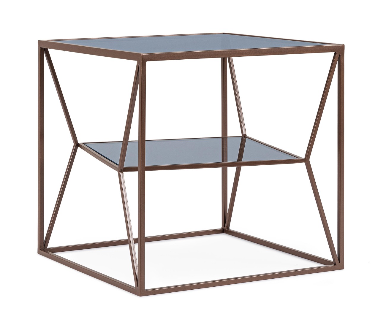 Couchtisch Hydra aus Metall Braun, 45x45 cm
