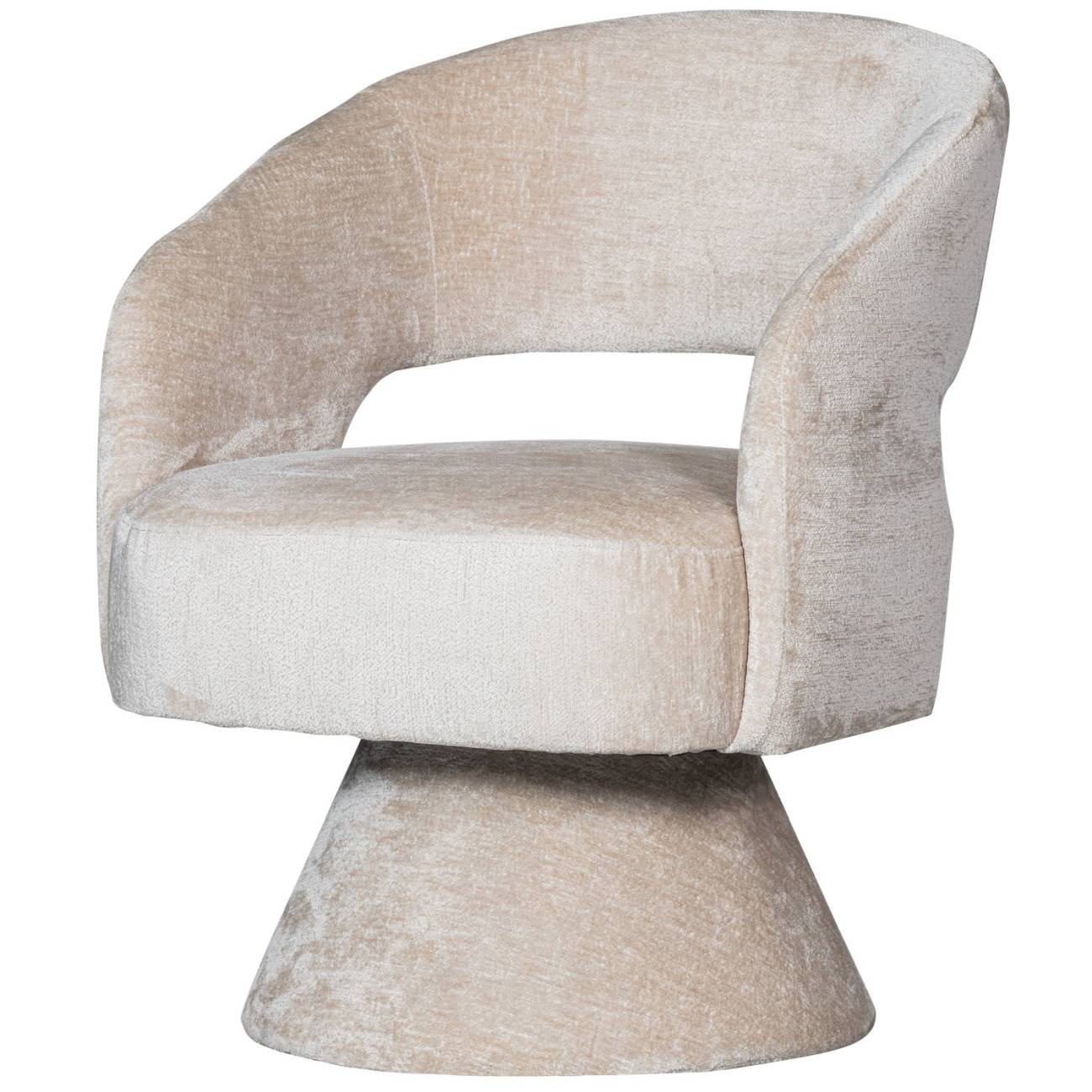 Drehsessel Ebba aus Chenille-Stoff, Natur Drehsessel Ebba aus Chenille-Stoff, Natur