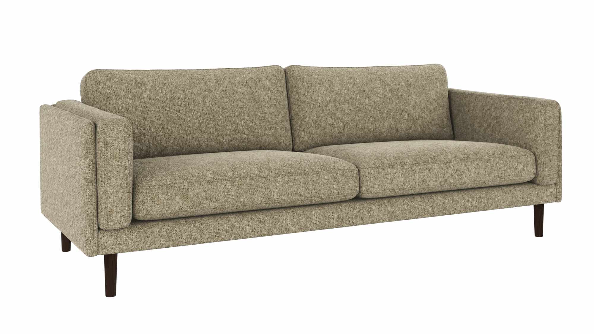 Sofa Braden 3-Sitzer, Beine Braun, Bezug Max Grün – modernes Design trifft Komfort. Sofa Braden 3-Sitzer, Beine Braun, Bezug Max Grün