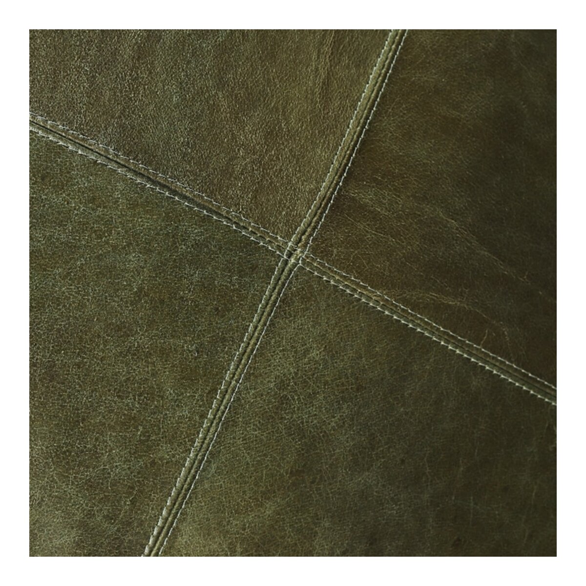 Pouf Anneta aus Leder 50x50 cm, Olive-Grün