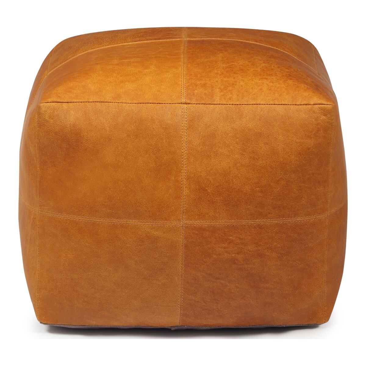 Pouf Anneta aus Leder 50x50 cm, Cognac