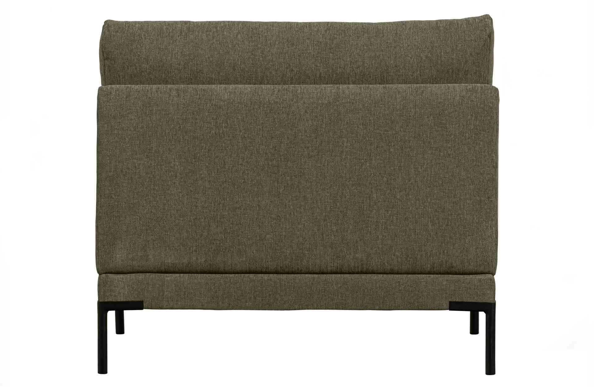 Das Modulsofa Couple Lounge überzeugt mit seinem modernen Design. Das Loveseat Element wurde aus Melange Stoff gefertigt, welcher einen einen grünen Farbton besitzen. Das Gestell ist aus Metall und hat eine schwarze Farbe. Das Element hat eine Länge von 1