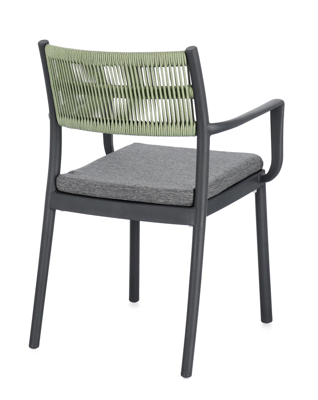 Gartenstuhl Alvin mit Armlehne, Anthrazit / Grün