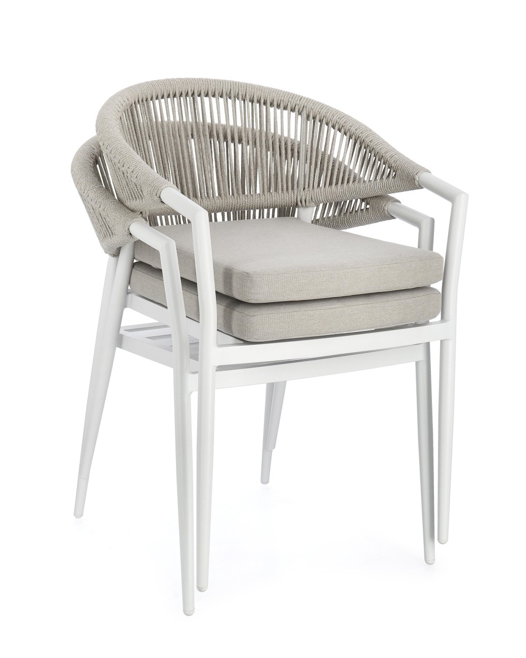 Gartenstuhl Millor aus Aluminium, Hellgrau / Weiß