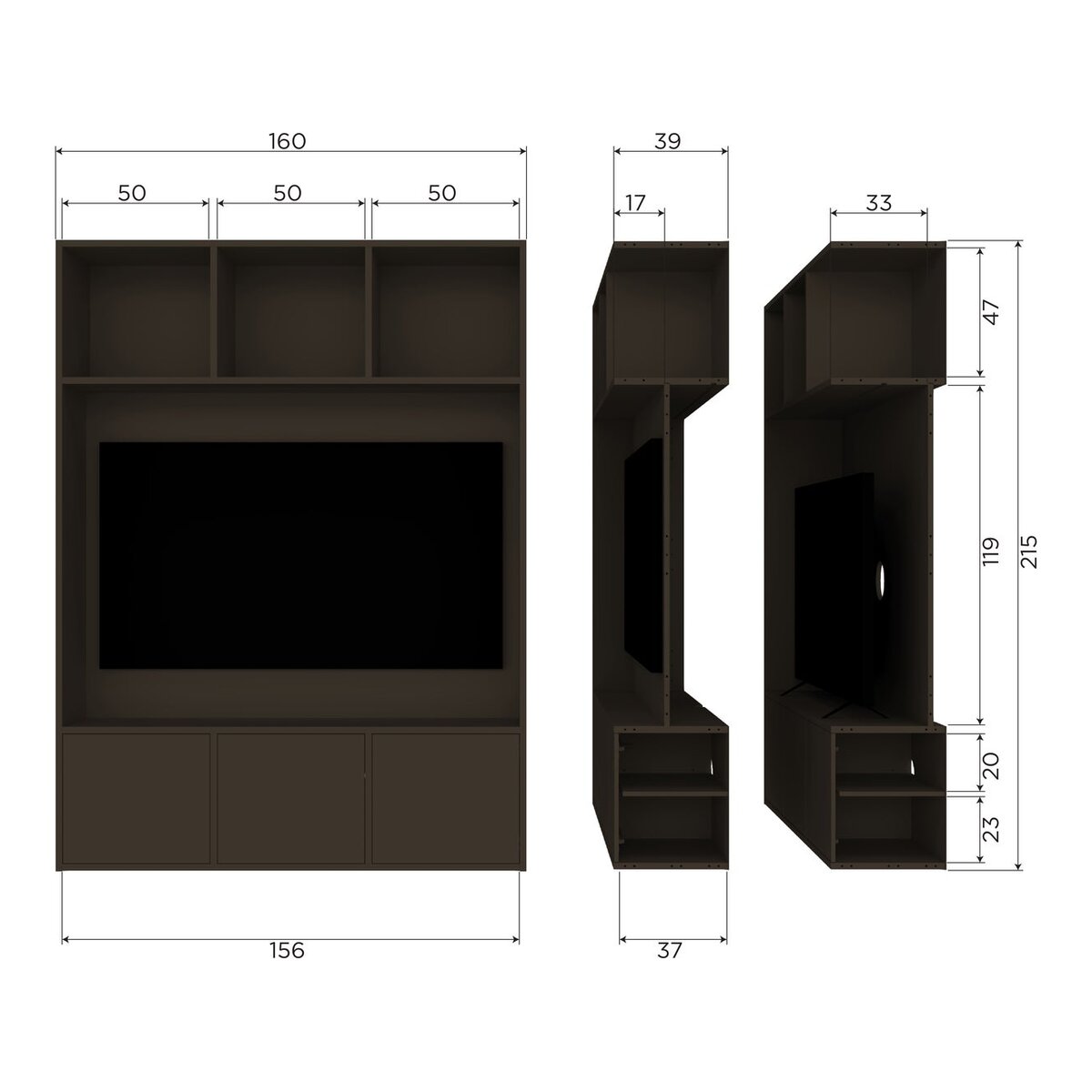 Schrank / TV-Schrank Meggy - Kiefernholz Mittelbraun, 160 cm