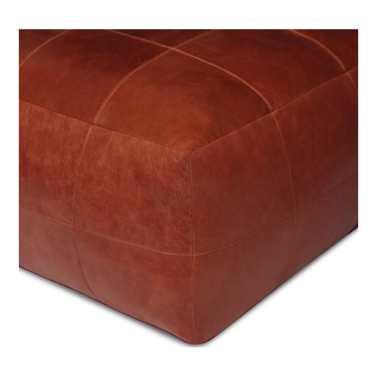Pouf Anneta aus Leder 75x75 cm, Braun
