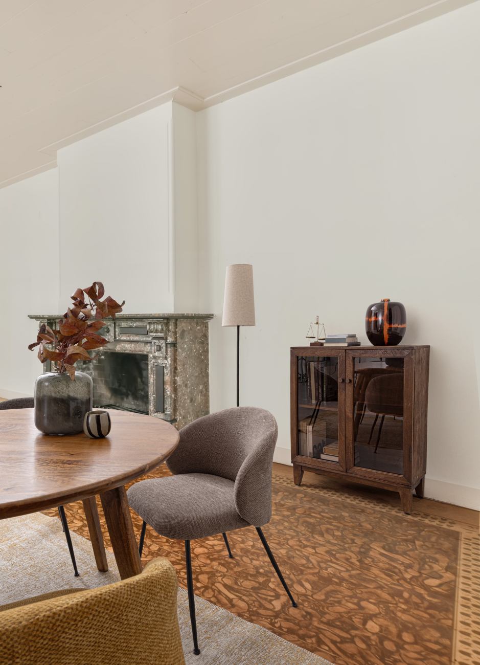 Esszimmerstuhl Gesien aus Chenille-Stoff, Ocker