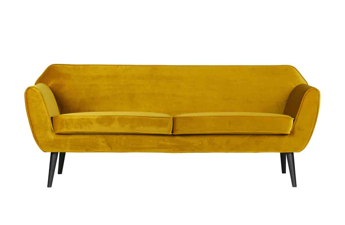 Sofa Rocco mit Samtbezug in der Farbe Gelb