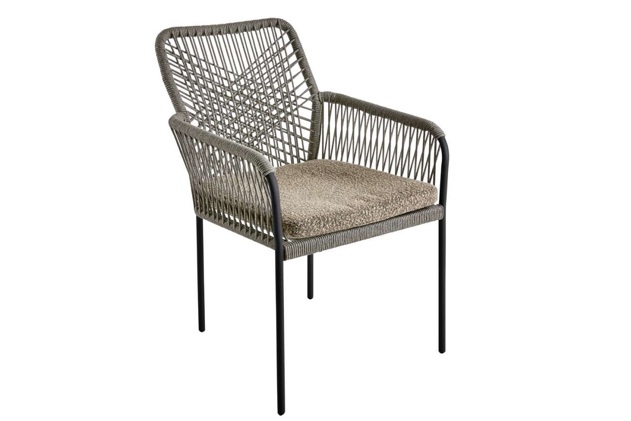 Gartenstuhl Vira mit Kissen, Braun / Schwarz Gartenstuhl Vira mit Kissen, Braun / Schwarz