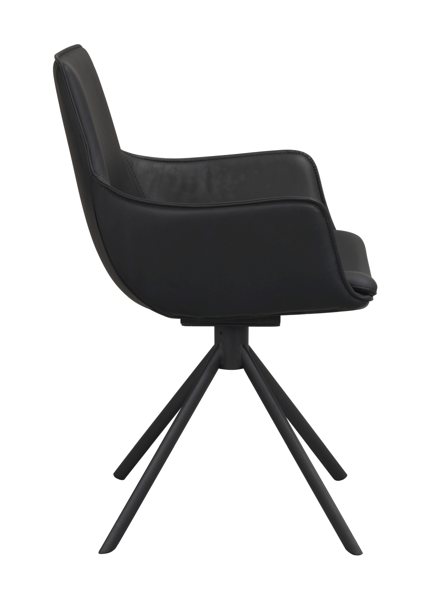 Hochwertiger Stuhl Lowell 2er Set Drehgestell mit Armlehnen, Leder Schwarz für jede Einrichtung.