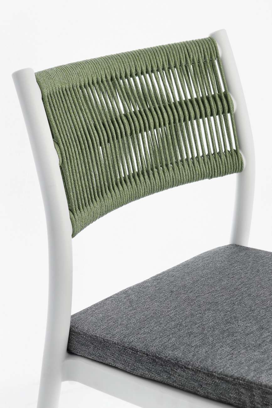 Gartenstuhl Alvin aus Metall, Weiß / Grün