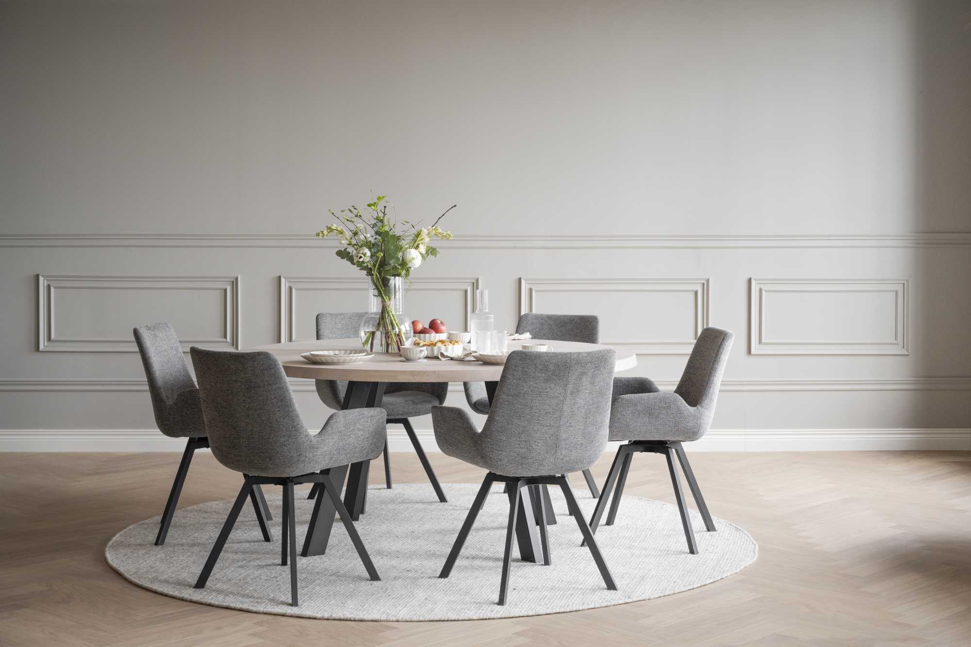 Edles Möbelstück: Stuhl Norwell 2er Set mit Drehfunktion, Grau für stilvolle Einrichtung.