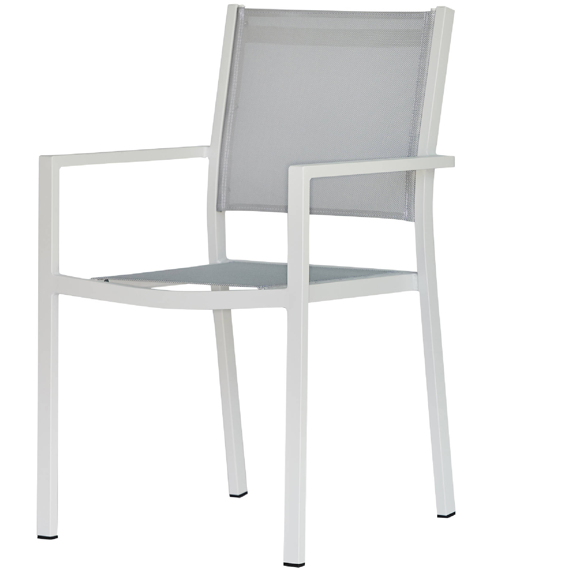 JanKurtz Gartenstuhl Gartensessel Aria Armlehne Textilene Aluminium stapelbar Stapelsessel Aria Aluminium und Textilene, Weiß / Grau