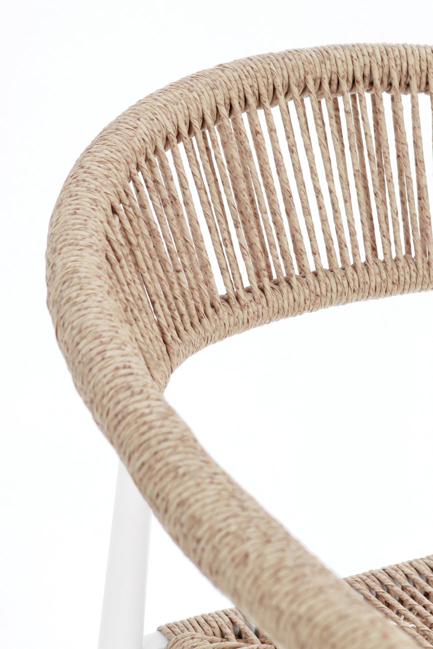 Gartenstuhl Jandia aus Aluminium, Weiß / Beige