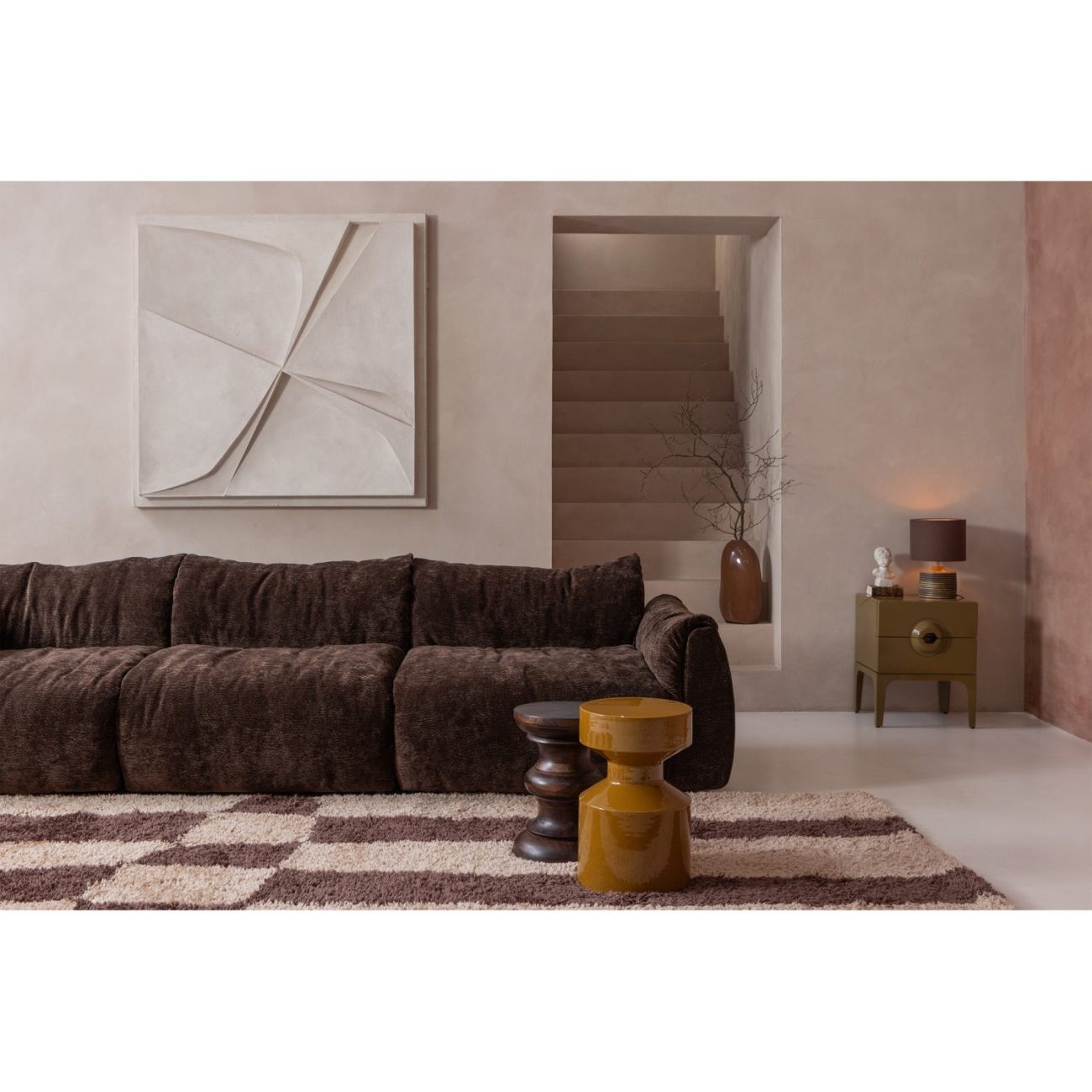 Sessel Baggy aus 3D-Chenille-Stoff, Dunkelbraun