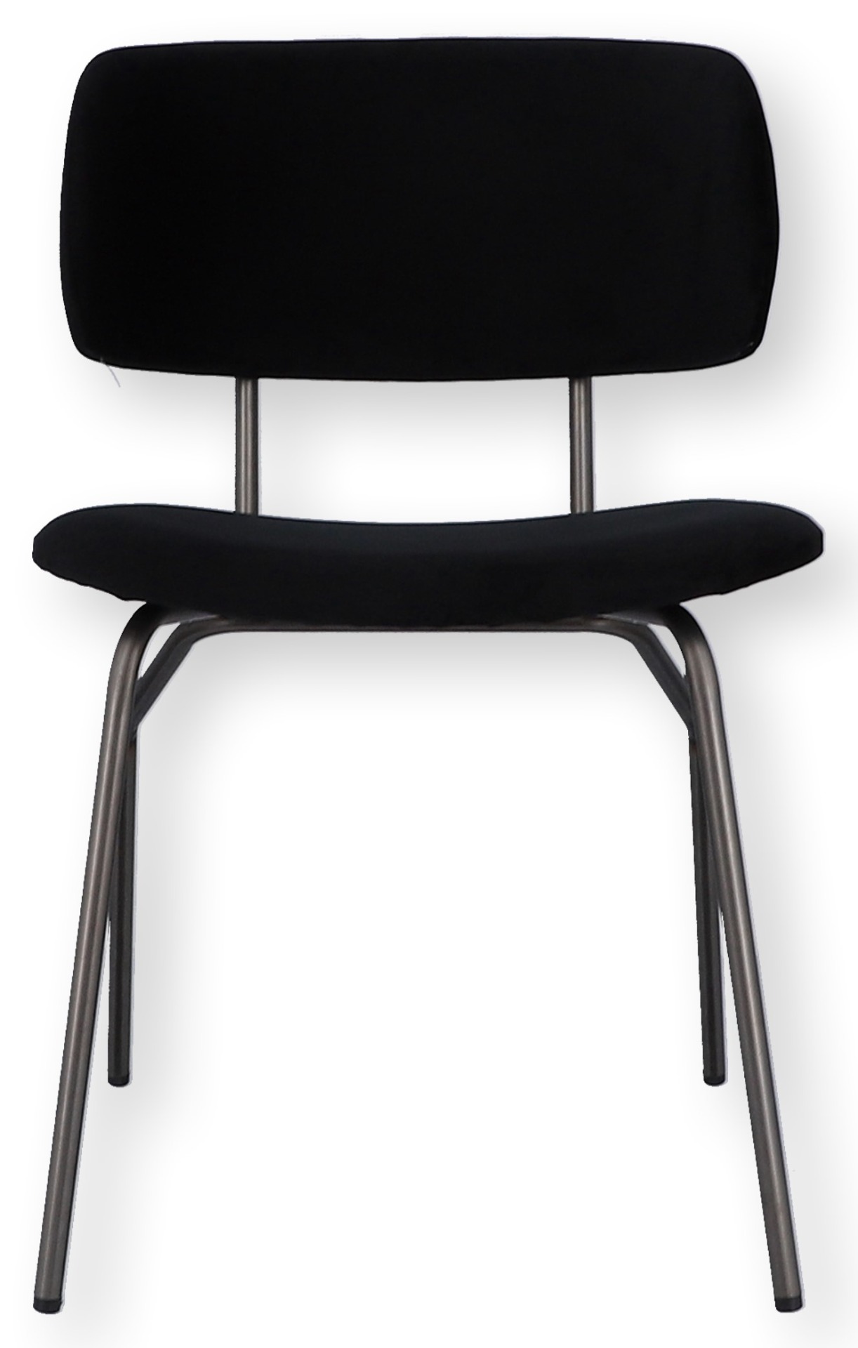 Der moderne Stuhl Giulia wurde aus einem Metall Gestell gefertigt. Die Sitz- und Rückenfläche ist aus einem Samt Bezug. Der Stuhl hat eine schwarze Farbe und ist von der Marke Jan Kurtz.