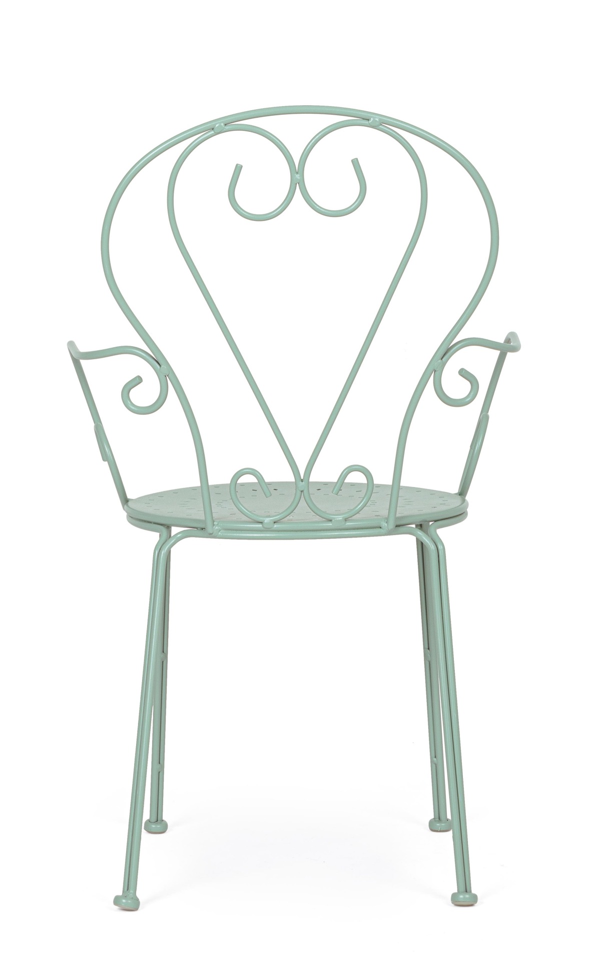 Der Gartenstuhl Etienne überzeugt mit seinem klassischen Design. Gefertigt wurde er aus Aluminium, welches einen grünen Farbton besitzen. Das Gestell ist aus Aluminium und hat eine grüne Farbe. Der Stuhl verfügt über eine Sitzhöhe von 43 cm und ist für de
