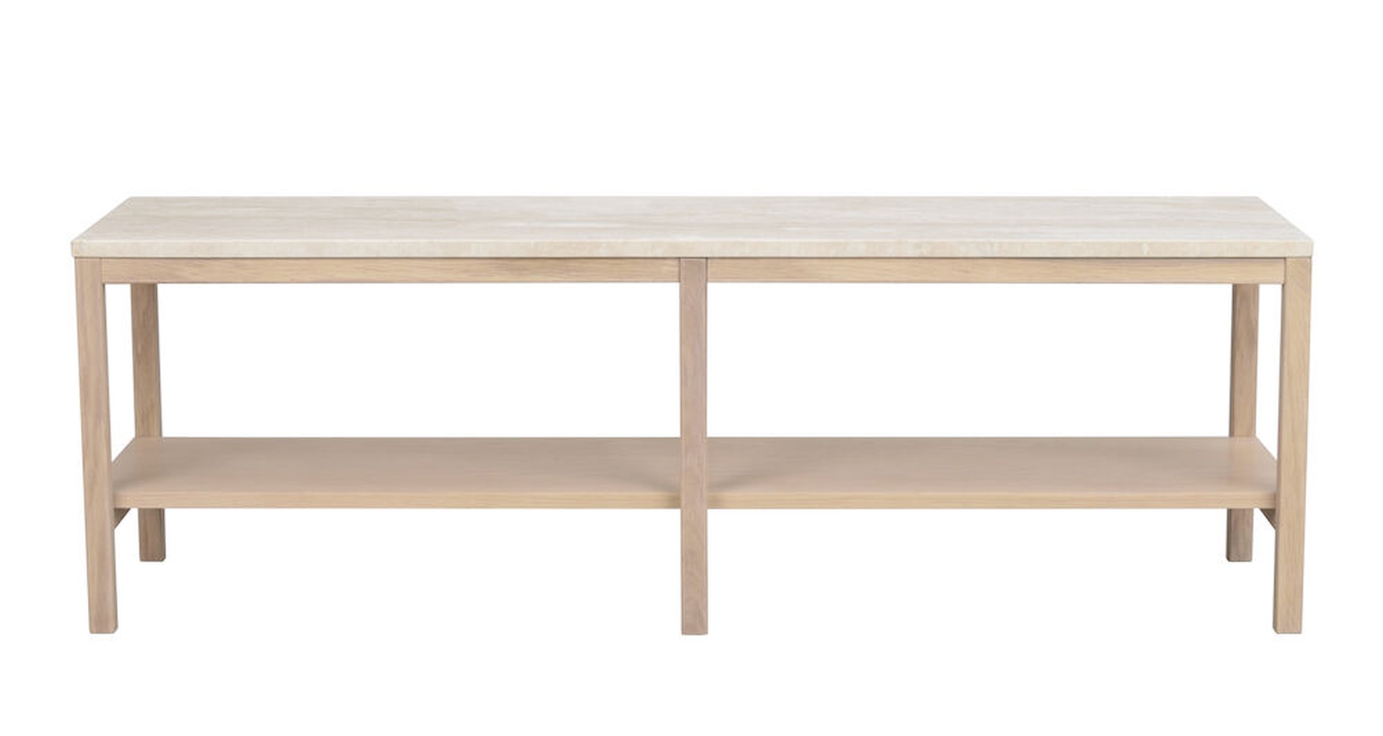 Machen Sie Ihr Zuhause komplett mit Konsole Orwel 140x40x45cm, Traventin / Eiche Whitewash.