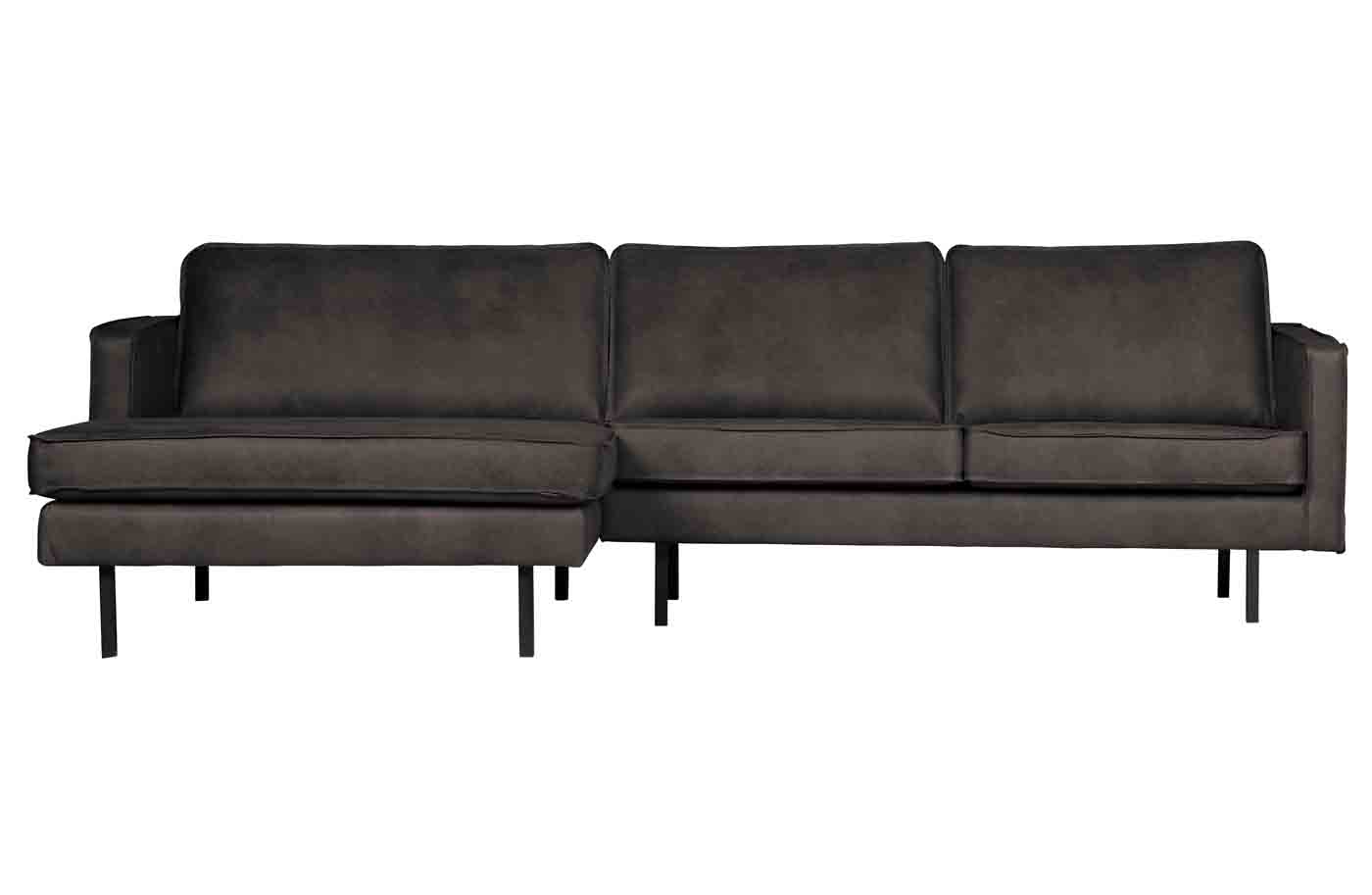 Ecksofa Rodeo Chaiselongue Eco Leder, links Schwarz