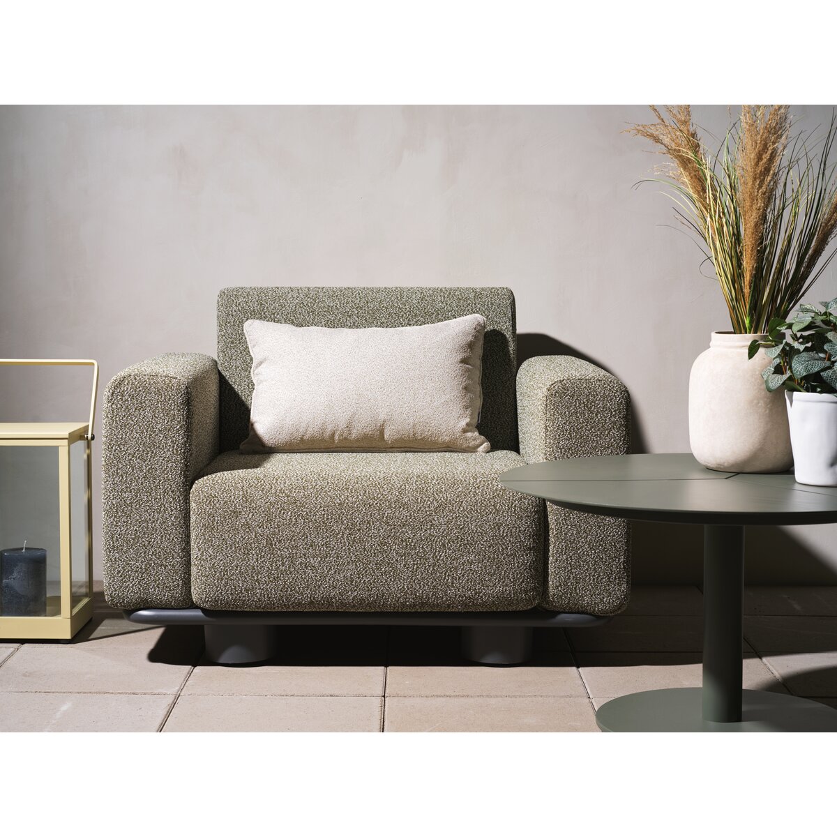 Gartensessel Bolster Anthrazit/Teddy Grün - aus Aluminium, wasserabweisende Kissen