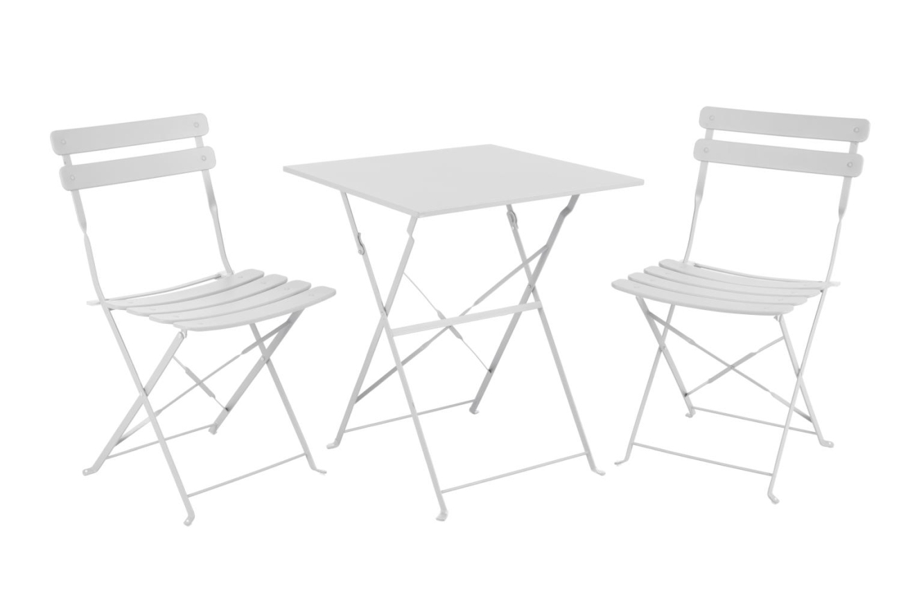 Das Garten-Set Ponte überzeugt mit seinem modernen Design. Gefertigt wurde er aus Aluminium, welches einen weißen Farbton besitzt. Das Gestell ist auch aus Aluminium. Das Set wird mit zwei Stühlen und einem Tisch geliefert.