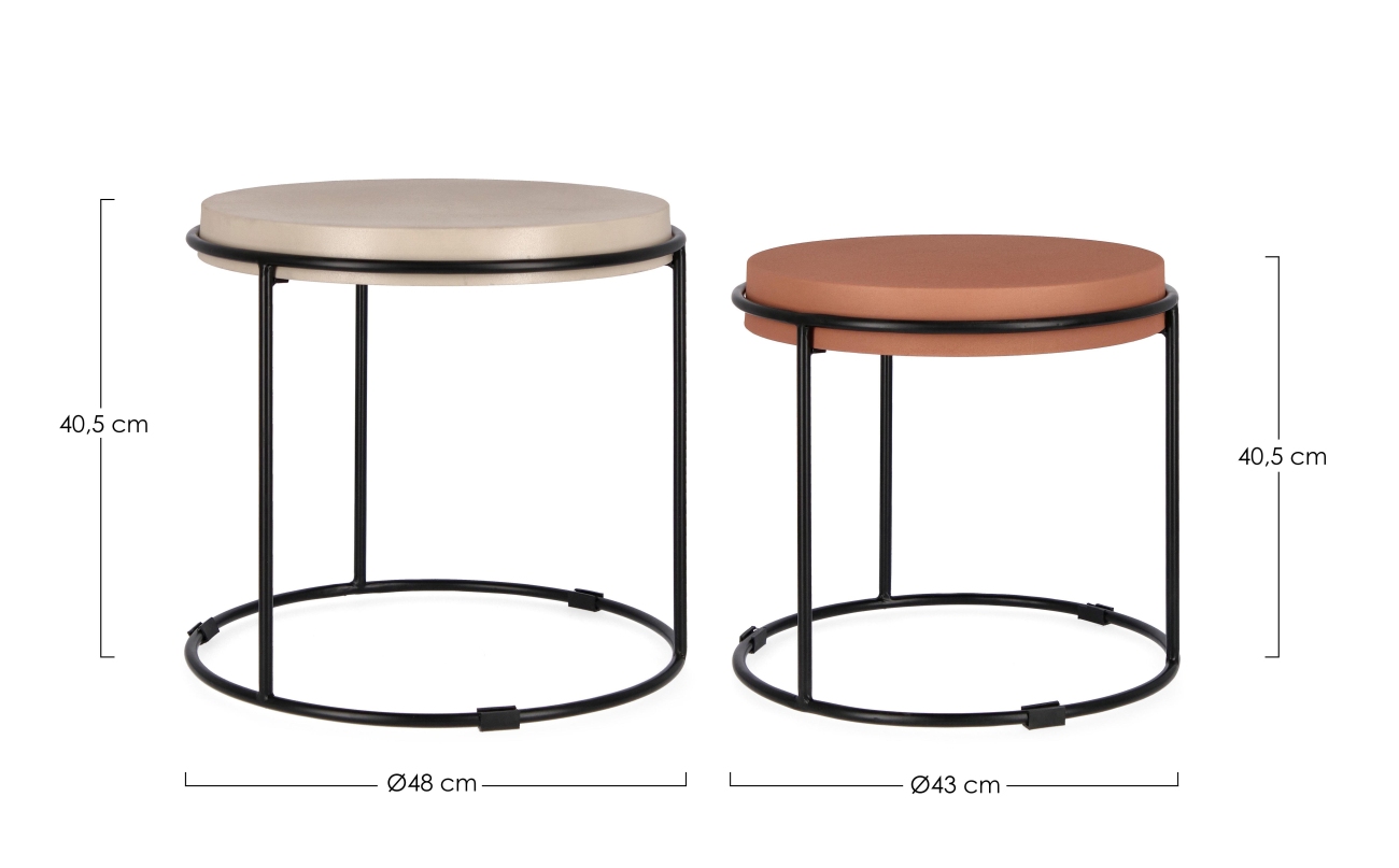 Beistelltisch Ketaki 2er-Set aus Metall, Beige/Hellbraun