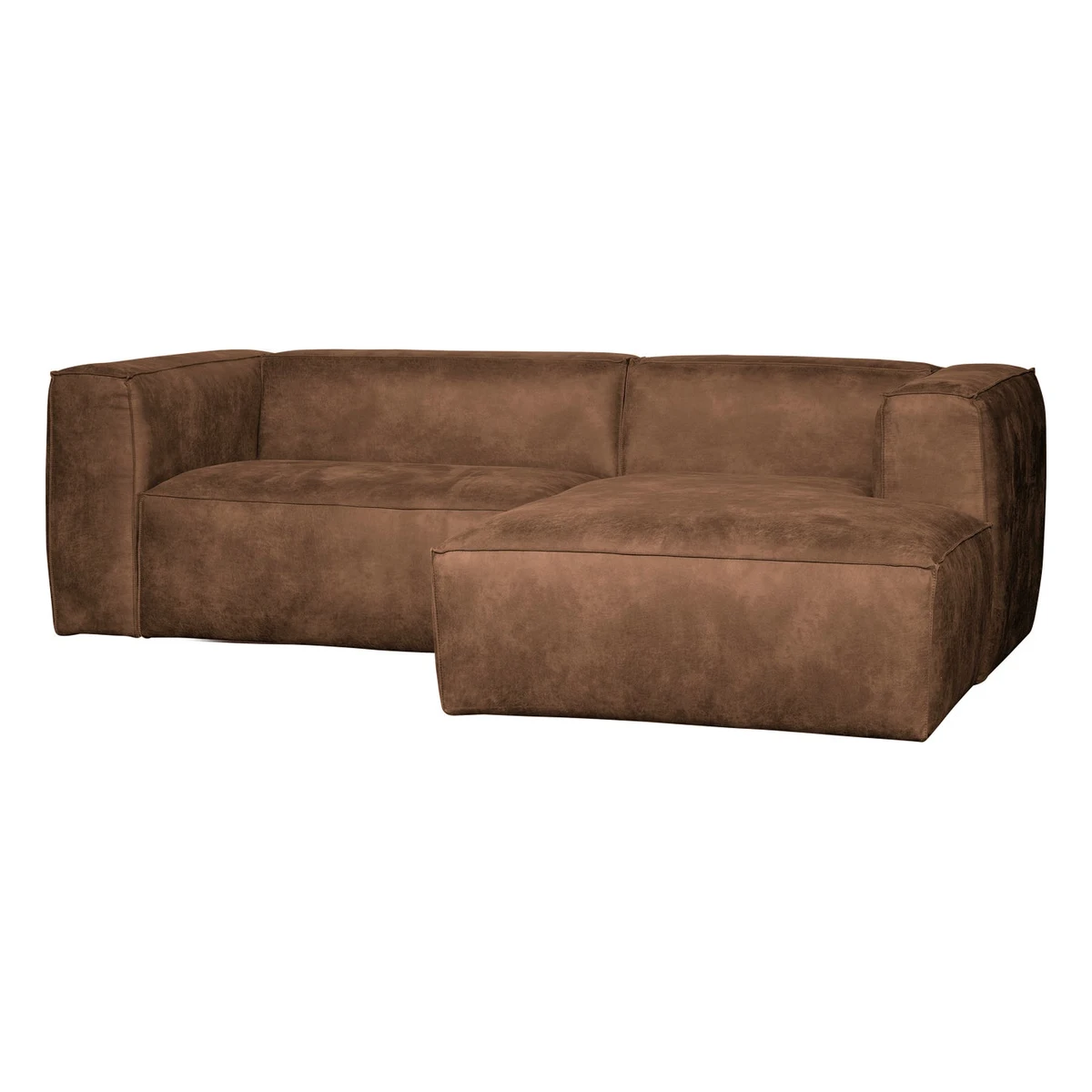 Ecksofa Chaiselongue Bean - Lederoptik Cognacbraun, Rechts