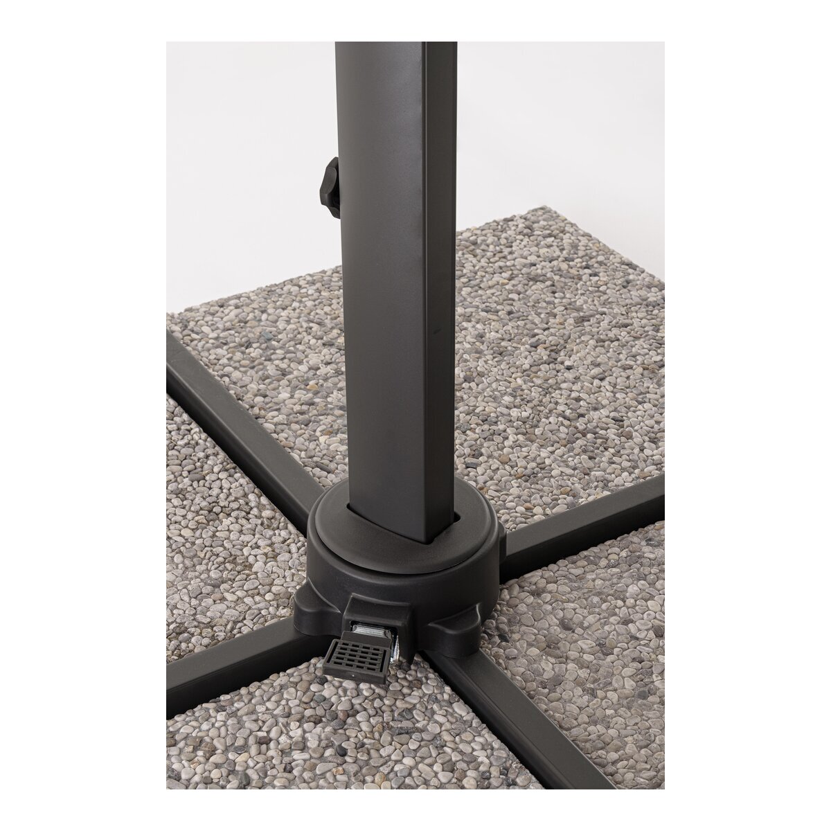 Ampelschirm Porto - Aluminium Anthrazit, Polyester-Stoff Dunkelgrau, 3x4 m