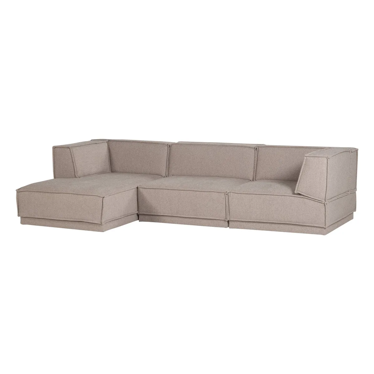 Ecksofa Chaiselongue Manu - Chenille-Stoff Natur, Links