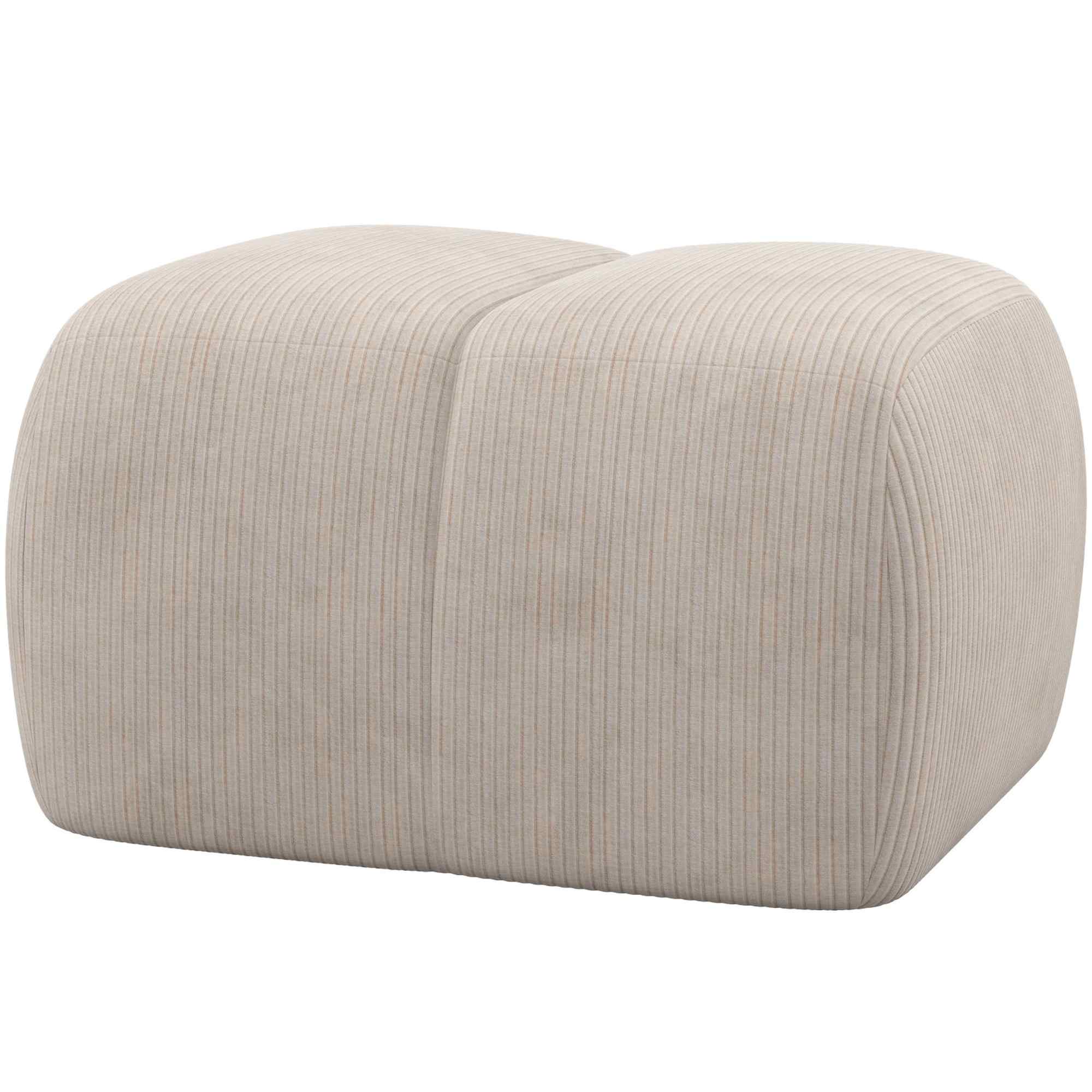 Hocker Mojo Cord-Bezug Natur - bequemer Polsterhocker, 84 x 64 x 45 cm