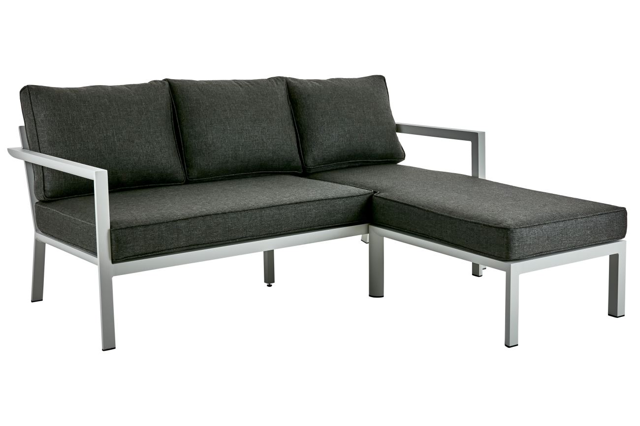 Gartenecksofa Delia mit Kissen, Hellgrau