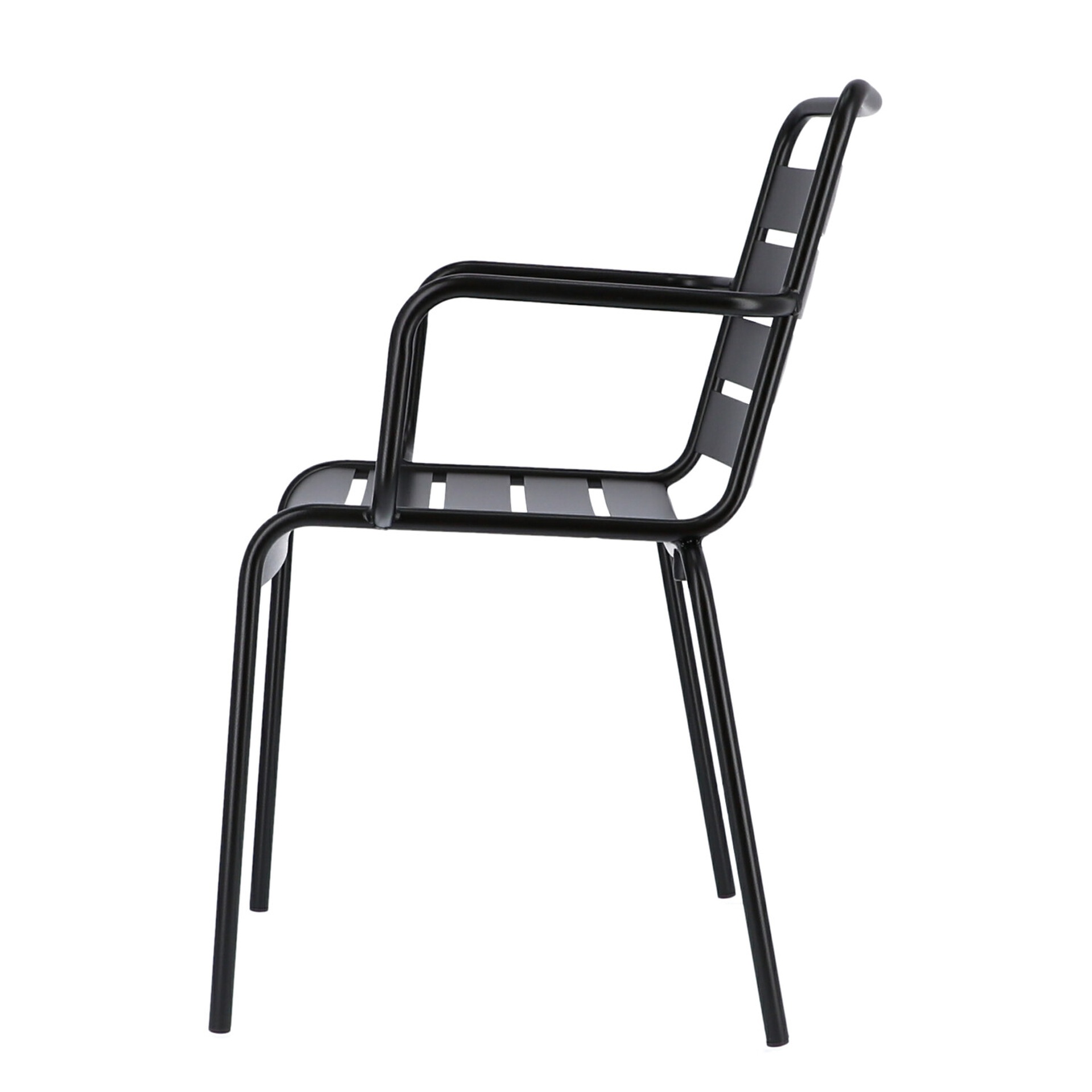 Der moderne Stapelsessel Mya wurde aus Aluminium gefertigt und hat einen schwarzen Farbton. Designet wurde der Sessel von der Marke Jan Kurtz.