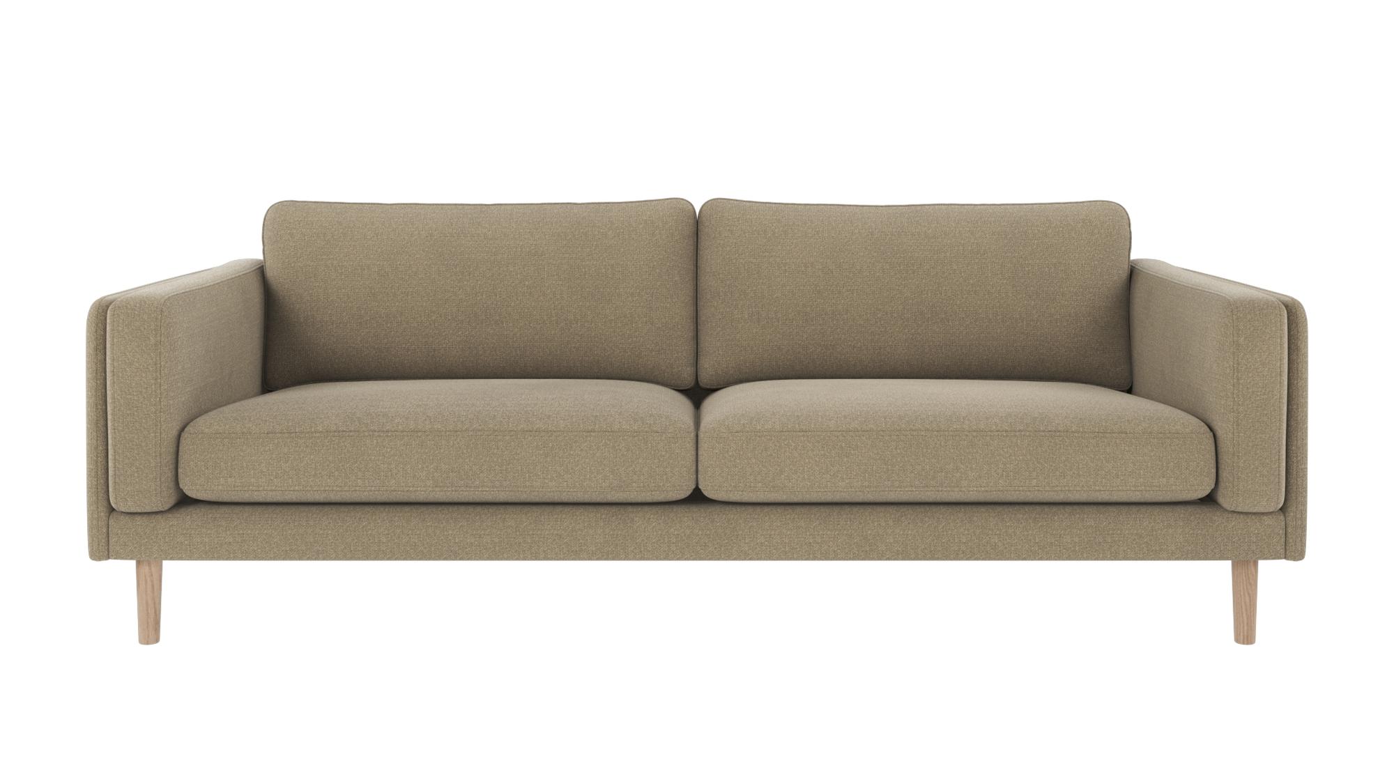 Sofa Braden 3-Sitzer, Beine Weiß pigmentiert, Bezug Rita Dunkelbeige passt perfekt in stilvolle Wohnräume.