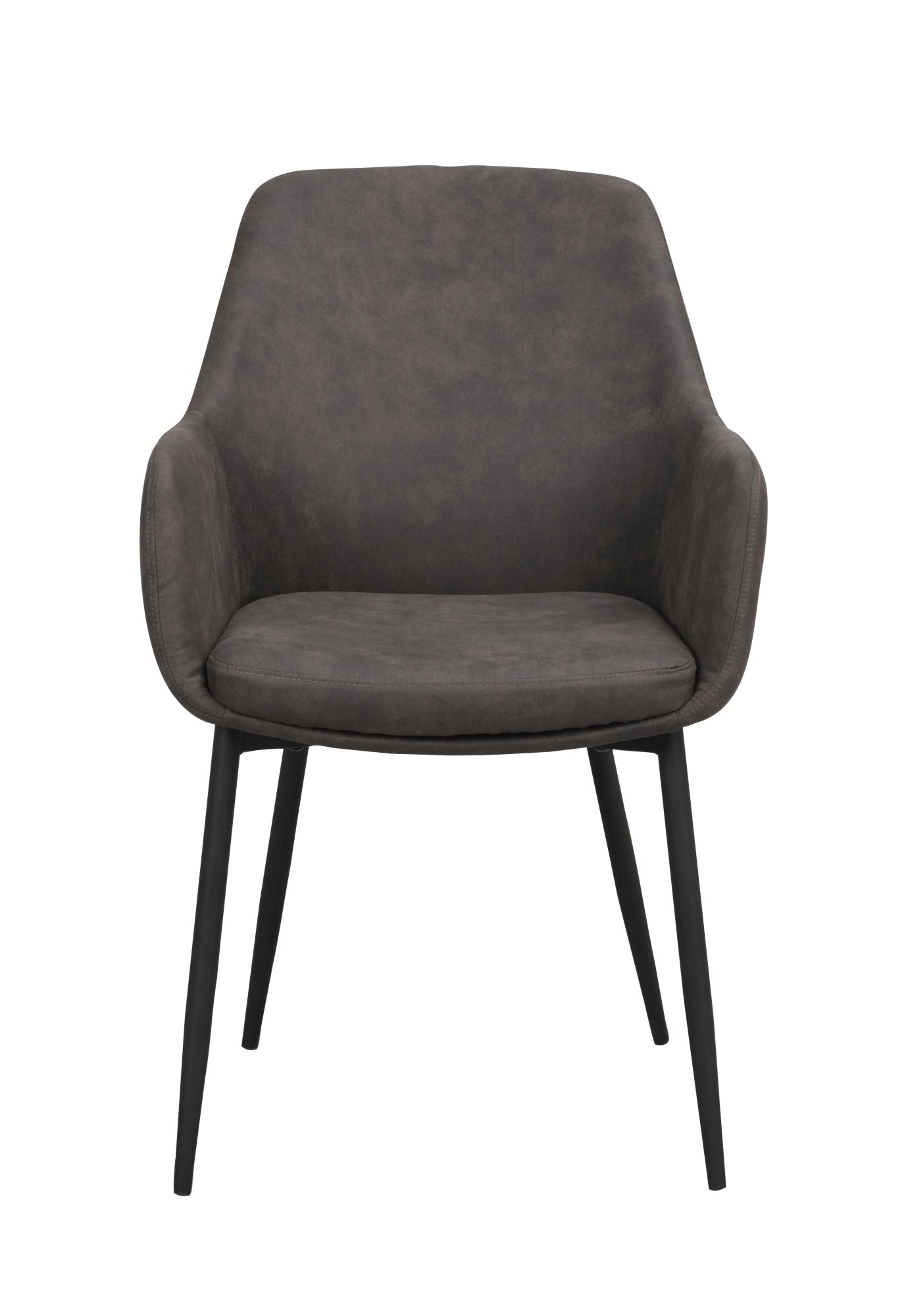 Hochwertiger Stuhl Reily 2er Set mit Armlehnen, Mikrofaser Dunkelgrau für jede Einrichtung.
