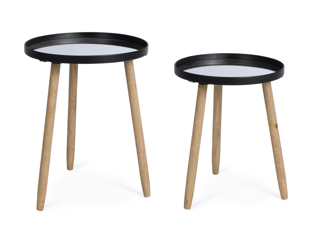 Beistelltisch Edvard 2er-Set mit Glasplatte, Schwarz