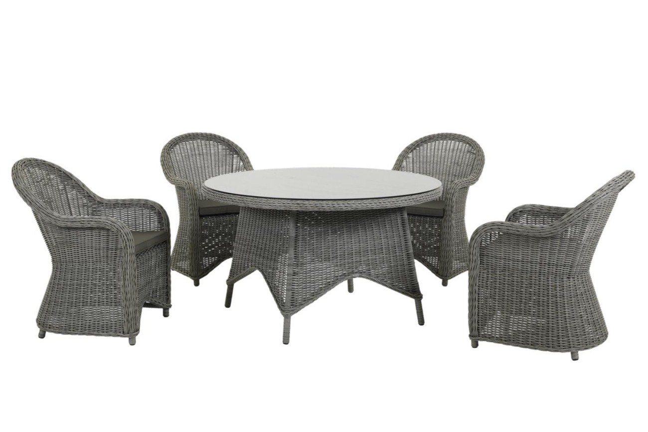 Der Gartenstuhl Paulina überzeugt mit seinem modernen Design. Gefertigt wurde er aus Rattan, welcher einen grauen Farbton besitzt. Das Gestell ist aus Metall und hat eine schwarze Farbe. Die Sitzhöhe des Stuhls beträgt 48 cm.