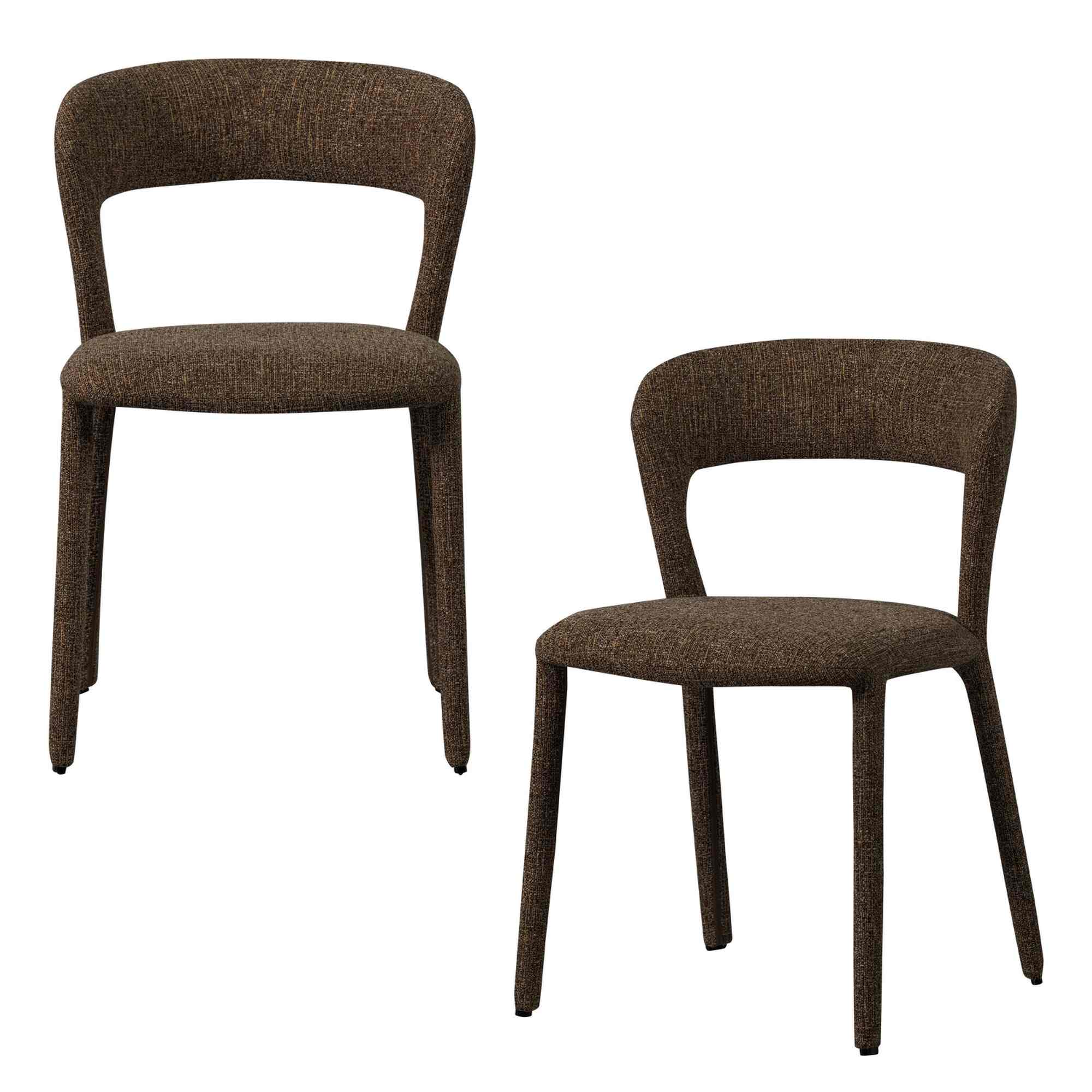 Esszimmerstuhl Noble 2er-Set in Dunkelbraun Melange - moderner & komplett gepolstert