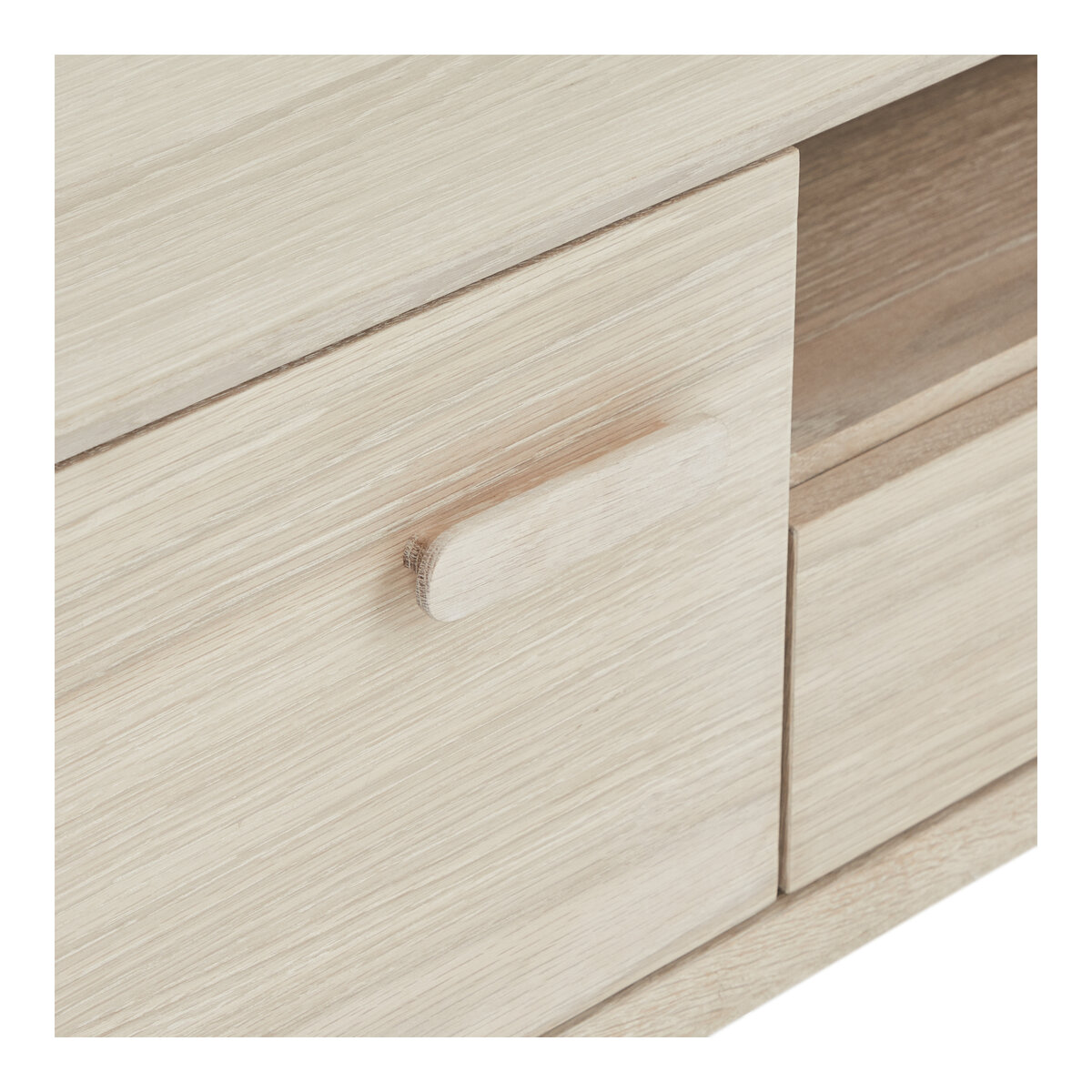 TV-Board Otaro Eiche Whitewash 160 cm - mit Türen, Schublade & Soft-Close