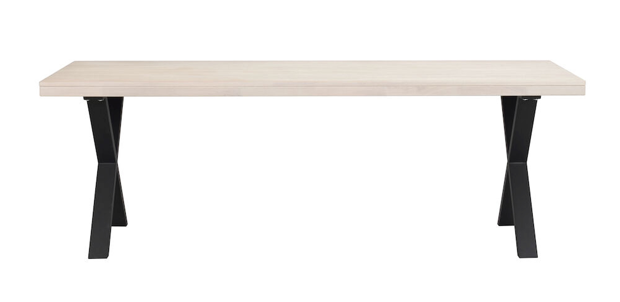 Komfortabel & schön – Esstisch Brooklyn, X-Gestell, 220cm, Whitewash.