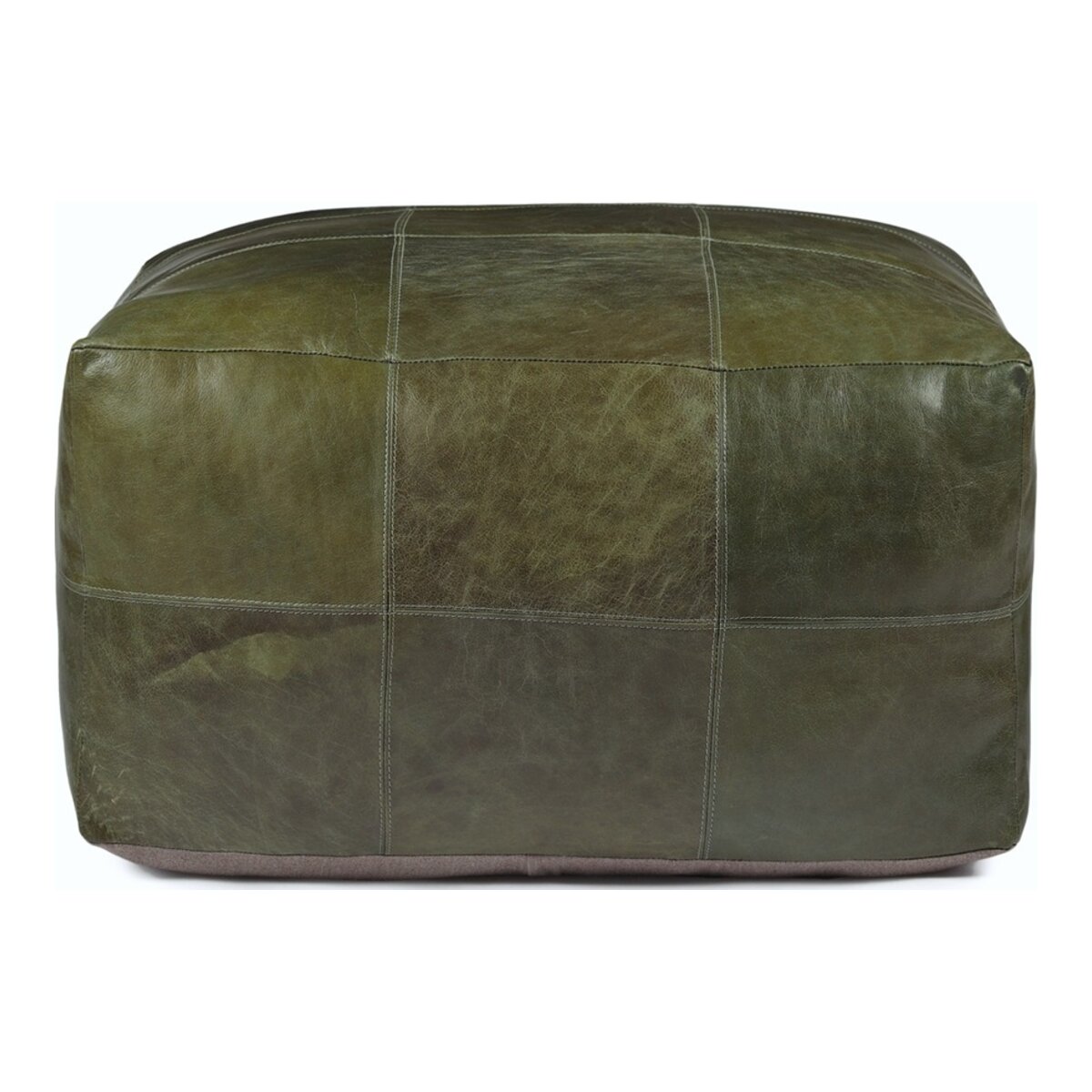 Pouf Anneta aus Leder 75x75 cm, Olive-Grün