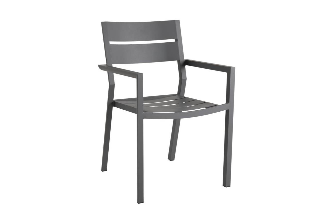 Der Gartenstuhl Delia überzeugt mit seinem modernen Design. Gefertigt wurde er aus Metall, welches einen grauen Farbton besitzt. Das Gestell ist auch aus Metall und hat eine graue Farbe. Die Sitzhöhe des Stuhls beträgt 43 cm.