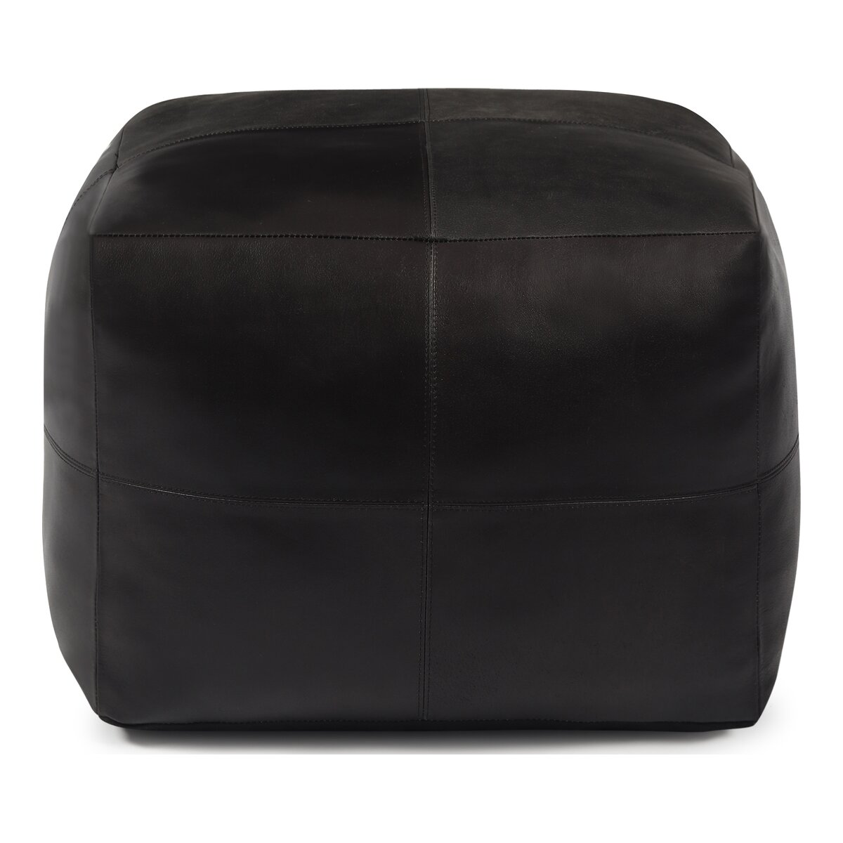 Pouf Anneta aus Leder 50x50 cm, Schwarz